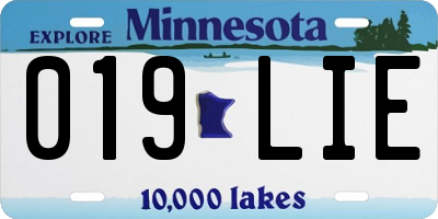 MN license plate 019LIE