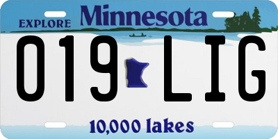 MN license plate 019LIG