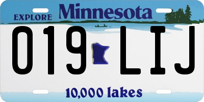 MN license plate 019LIJ