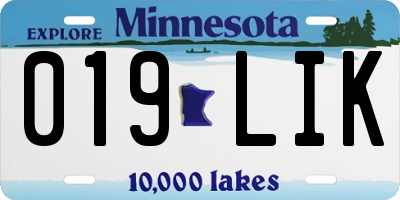 MN license plate 019LIK