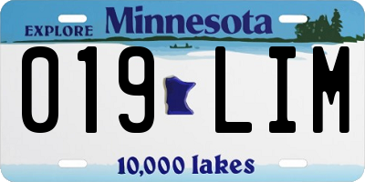 MN license plate 019LIM