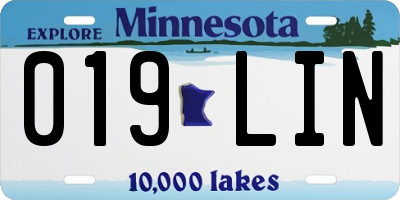 MN license plate 019LIN