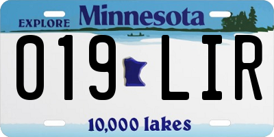 MN license plate 019LIR