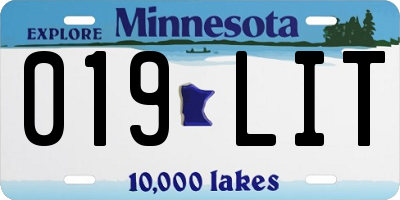 MN license plate 019LIT