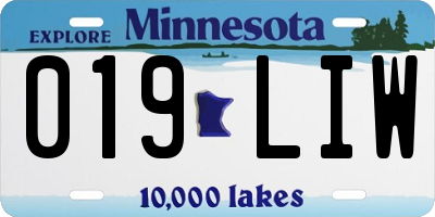 MN license plate 019LIW