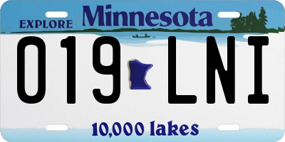 MN license plate 019LNI