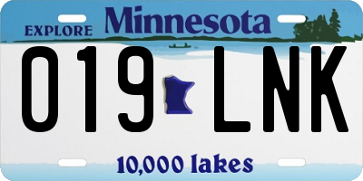 MN license plate 019LNK
