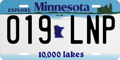MN license plate 019LNP