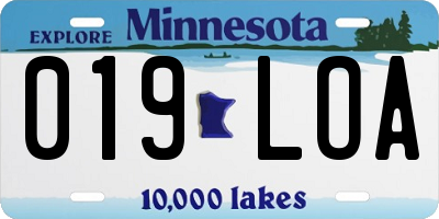 MN license plate 019LOA