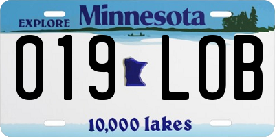 MN license plate 019LOB