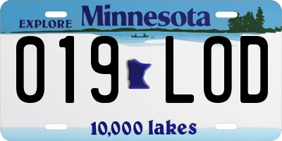 MN license plate 019LOD