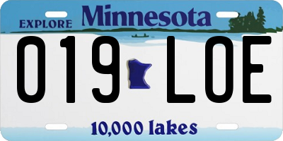 MN license plate 019LOE