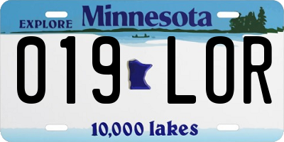 MN license plate 019LOR