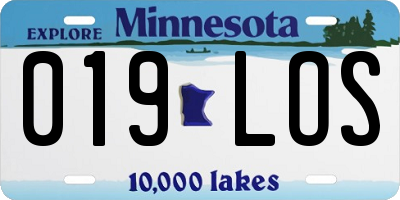 MN license plate 019LOS