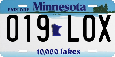 MN license plate 019LOX