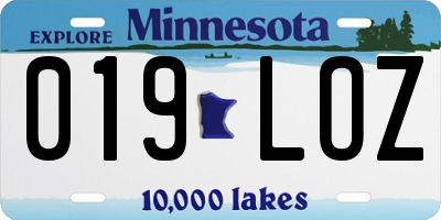 MN license plate 019LOZ