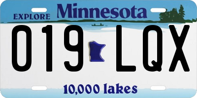 MN license plate 019LQX