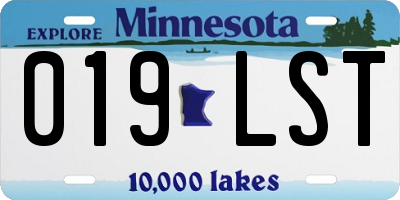 MN license plate 019LST