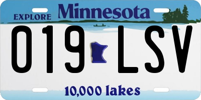 MN license plate 019LSV