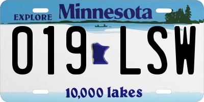MN license plate 019LSW