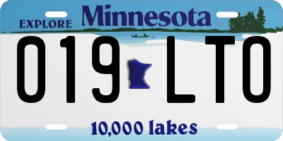 MN license plate 019LTO