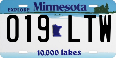 MN license plate 019LTW