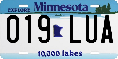 MN license plate 019LUA