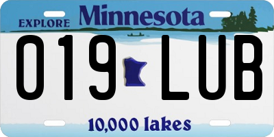 MN license plate 019LUB