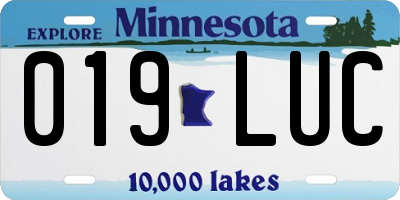 MN license plate 019LUC