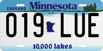 MN license plate 019LUE