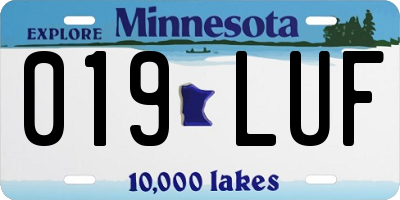 MN license plate 019LUF