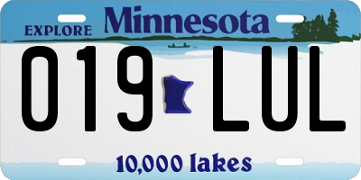 MN license plate 019LUL
