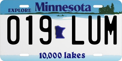 MN license plate 019LUM