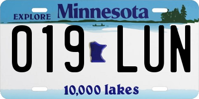 MN license plate 019LUN