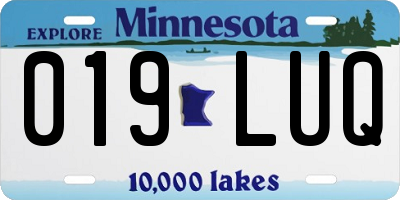 MN license plate 019LUQ