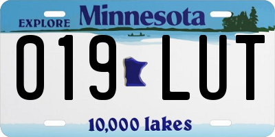 MN license plate 019LUT