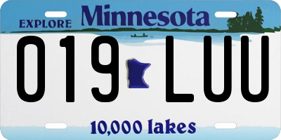 MN license plate 019LUU