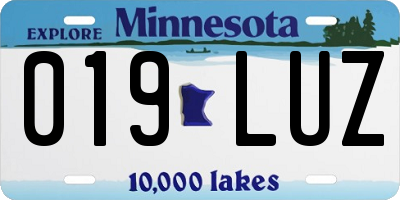 MN license plate 019LUZ