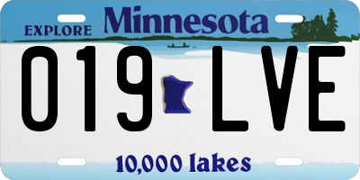 MN license plate 019LVE