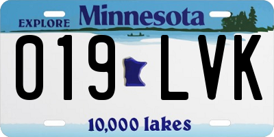 MN license plate 019LVK
