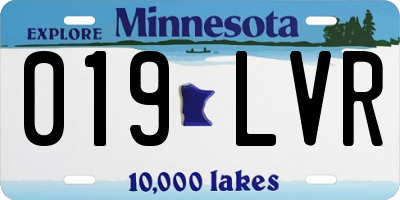 MN license plate 019LVR