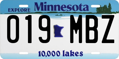 MN license plate 019MBZ