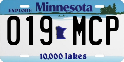 MN license plate 019MCP