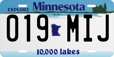 MN license plate 019MIJ