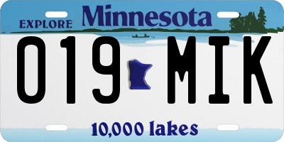 MN license plate 019MIK