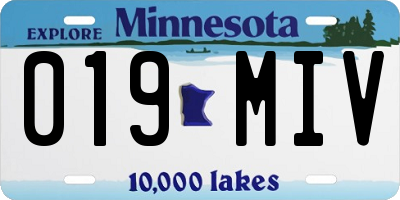 MN license plate 019MIV
