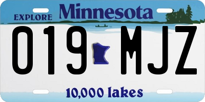 MN license plate 019MJZ