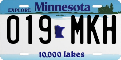 MN license plate 019MKH