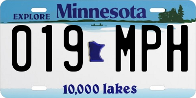 MN license plate 019MPH
