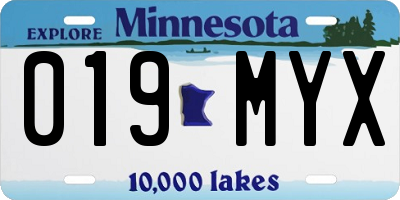 MN license plate 019MYX